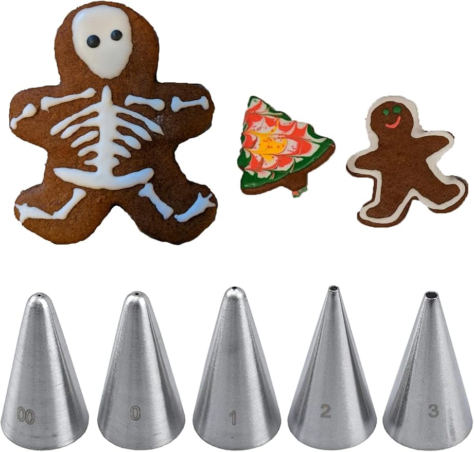 Small Piping Tips for Writing Detail,Icing Tips for Cookie Decorating,Round Tips #2,#00,#0,#1,#3 for Cakes Cupcakes Cookies Royal Icing
