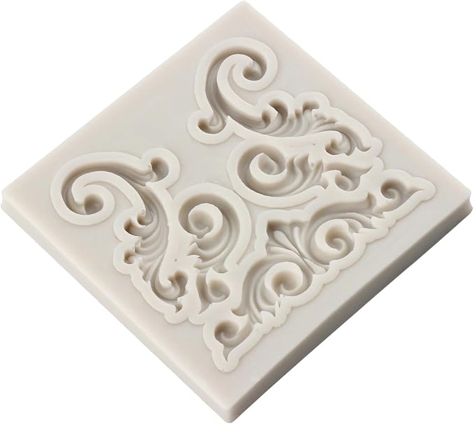 Baroque Silicone Molds - Curlicues Scroll Lace 3D Sculpted Fondant Relief Flower Filigree Molds For Cake Decorating Cupcake Topper Chocolate Gum Paste Candy Polymer Clay