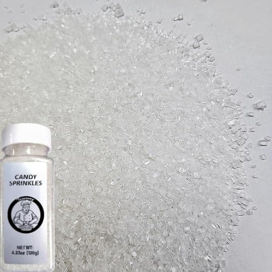 HeDeon&Rles Edible White Sanding Sugar Crystals for Baking 120g/4.23oz Sparkling Sugar Crystals Cake Cupcake Pancake Ice Cream Top Birthday Wedding Easter Halloween ChristmasCake Decoration