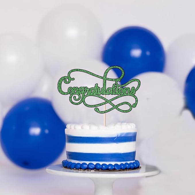 Congratulations Cake Topper,Congratulations 2026 Graduation Cake Topper,Graduation, Wedding, Retirement, Birthday, Anniversary, Celebration Party Decorations Supplies (Black Green)