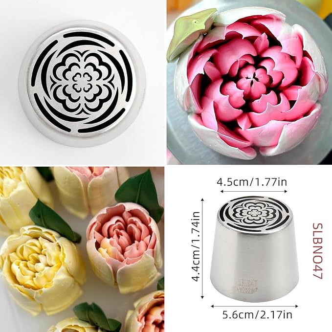 1 Pcs Stainless Steel Extra Large Russian Tulip Flower Icing Tip, Pastry Frosting Piping Nozzle for Marshmallow Bouquet, Cake Decorating Piping Tip, Baking Tools for Cookies Cupcake Decoration, Silver