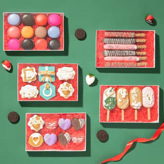 RomanticBaking 10Pack 9 1/2" x 6" x 1 1/4" Inch Clear Cookies Boxes with Window Bakery Boxes Cakesicle Boxes Chocolate Covered Pretzel Rods Boxes Macaron Boxes
