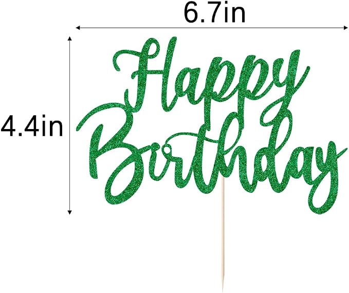 Handmade Glitter happy birthday Cake Topper, Happy Birthday Cake Bunting Decor,Birthday Party Decoration Supplies (green)