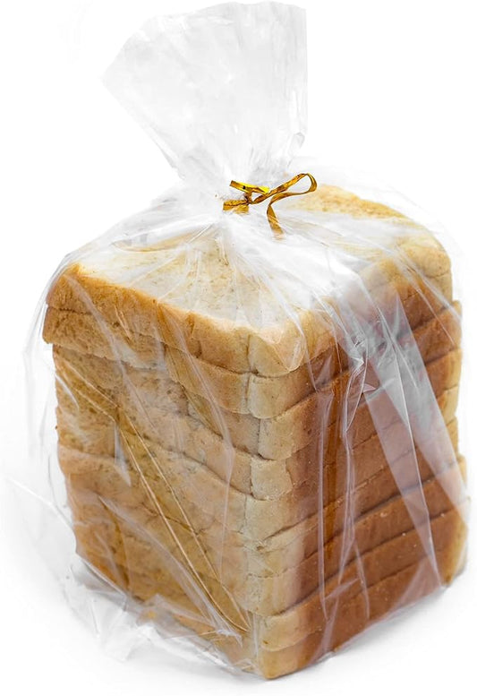 Mantah Reusable Bread Bags with Ties, Clear, 201 Bags and Ties, For Homemade Bread and Bakery Loaf, Adjustable