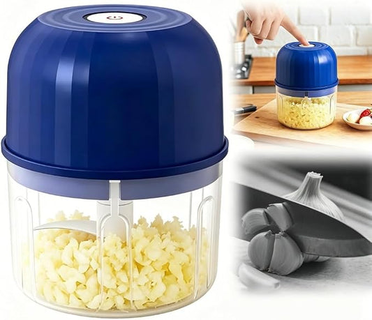 Electric Garlic Chopper, 2026 New Mini Portable Veggie Chopper, Rechargeable Wireless Food Processor for Garlic, Onion, Ginger, Chili, Vegetables and Meat, Garlic Grinder and Onion (Blue)