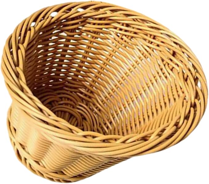INOOMP Rattan Woven Storage Basket for Fruits and Bread, Handcrafted Wicker Organizer with Open Top, Natural Rattan Material, Suitable for Kitchen Counter and Dining Table Use