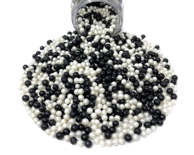 Mystic Sprinkles 4mm Sugar Pearls 4oz Bottles (Tuxedo Mix 4mm Sugar Pearls 4.2oz)