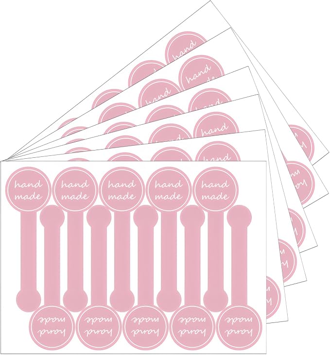 300pcs Pink Handmade Food Baking Label Stickers for Baked Goods Packaging (StyleC)