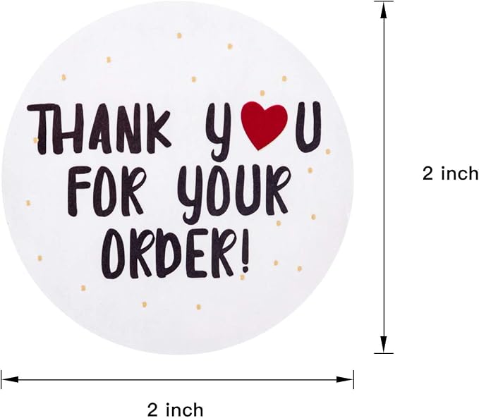 WRAPAHOLIC 2 Inch 500 Total Labels - Thank You for Your Order Stickers - Heart Thanks for Shopping Small Shop Local Handmade