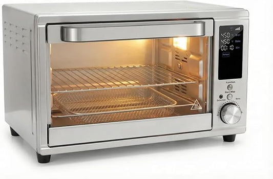 NEWBULIG 30QT Air Fryer Toaster Oven, 13-in-1 Multi-Function Smart Airfryer, Large Countertop Air Fryer Oven, 0-450°F Heating Control, 120 Min Timer, Chrome Fry Basket, Interior Light