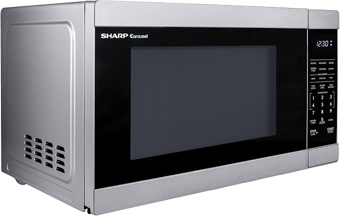 SHARP Countertop Microwave Oven with Removable 12.4" Carousel Turntable, 1000 Watt, 1.1 Cubic Feet, Stainless Steel
