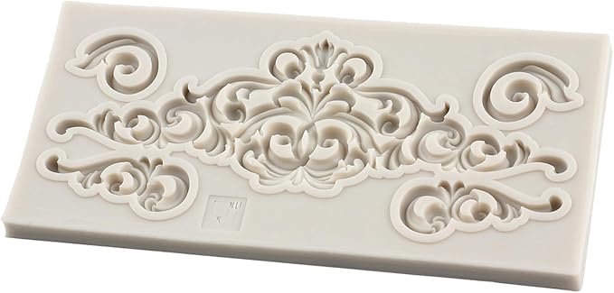 Baroque Fondant Molds Curlicues Scroll Lace Border Candy Silicone Mold For Cake Decorating Cupcake Topper Chocolate Gum Paste Polymer Clay Set Of 1