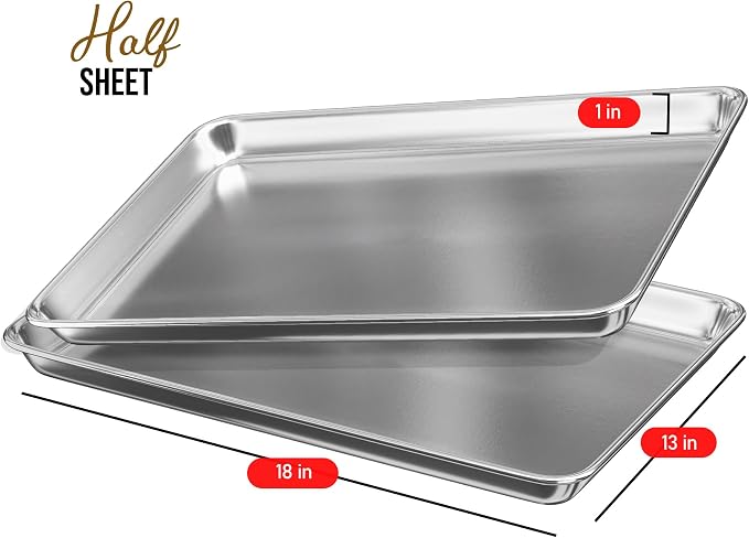 Eatex Aluminum Baking Sheet Set,12 Pack Cookie Sheet Set, 18” x 13” Steel Baking Pan Set, Quality Cookie Sheets for Baking Nonstick, Half Sheet Baking Pans Set, Baking Sheets for Oven, Half Sheet Pan