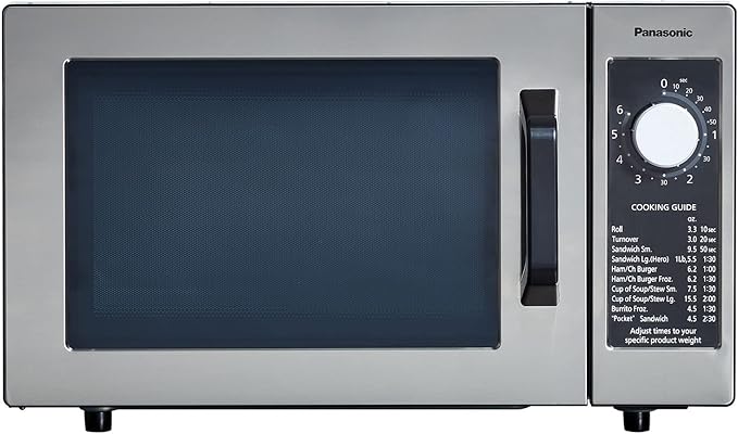 Panasonic NE-1025F Compact Light-Duty Commercial Microwave Countertop Oven with 6-Minute Electronic Dial Control Timer, Bottom Energy Feed, 1000W, 0.8 Cu. Ft. Capacity Silver