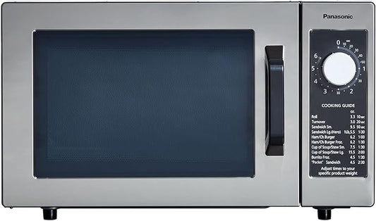Panasonic NE-1025F Compact Light-Duty Commercial Microwave Countertop Oven with 6-Minute Electronic Dial Control Timer, Bottom Energy Feed, 1000W, 0.8 Cu. Ft. Capacity Silver