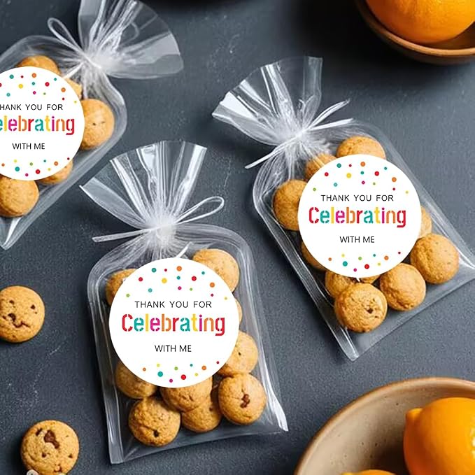 120xThank You for Celebrating with Me, Wedding Stickers,Party Favor Labels,Round Colorful Dot Labels,Sweet Desserts Favor Tags for Birthday Anniversary,Graduation,Cookie Bakery Stickers,Envelope Seal