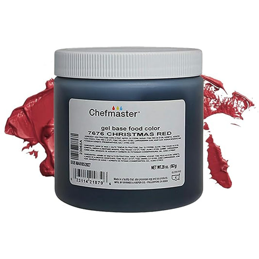 Chefmaster Christmas Red Gel Food Coloring | Vibrant Color | Professional-Grade Dye for Icing, Frosting, Fondant | Baking & Decorating | Fade-Resistant | Easy-to-Use | Made in USA | 20 oz
