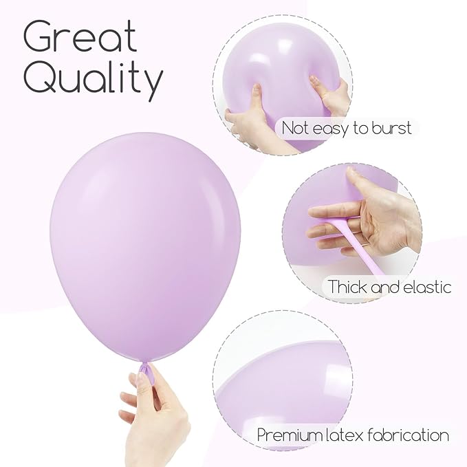 120pcs Pastel Purple Balloons, 18 12 10 5 inch Light Purple Balloons Different Sizes Purple Balloon Garland for Baby Shower Gender Reveal Wedding Birthday Party Decorations