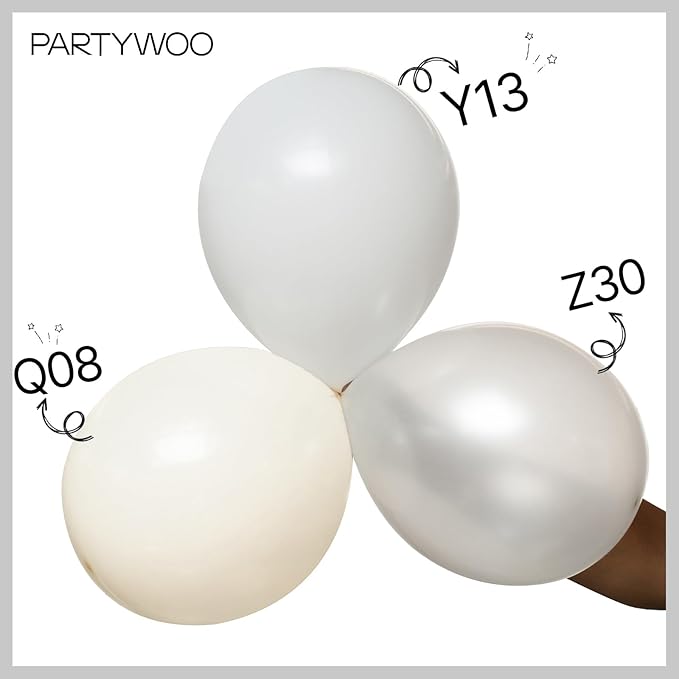 PartyWoo Pearl White Balloons 100pcs 12 Inch Metallic White Latex Balloon for Anniversary Retirement Wedding Graduation Baby Shower Birthday Gender Reveal Engagement Tea Party Decorations White-Z30