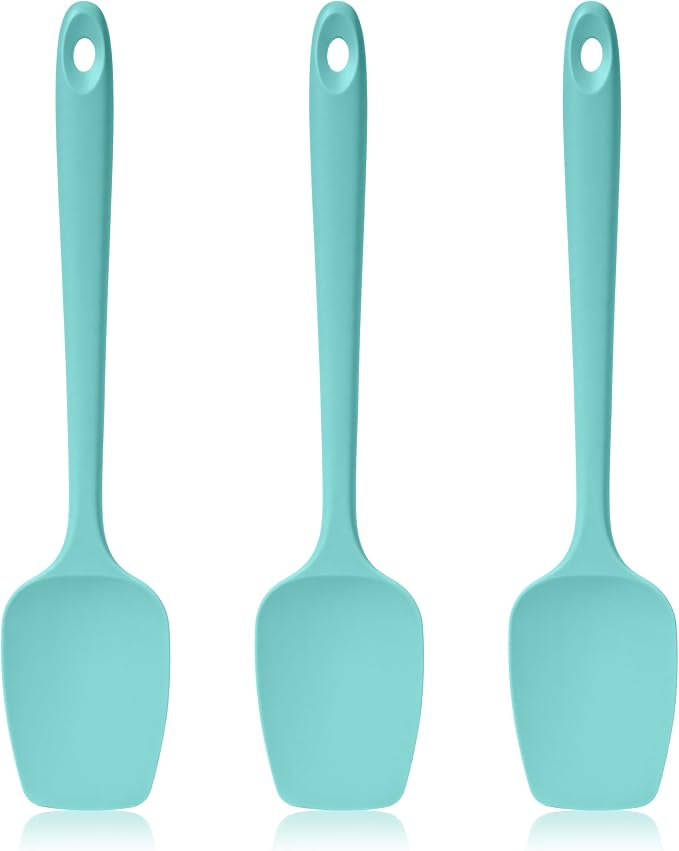 600ºF Heat Resistant Silicone Spoon Spatula Set of 3, Aqua Sky | High Heat Food Safe Seamless Kitchen Spoonula Scraper for Cooking Baking Mixing Scraping Stirring Nonstick Cookware Pan Bowl