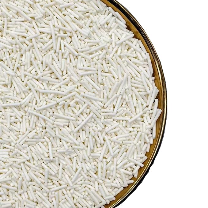 White Jimmies Sprinkles,Cake Dessert Sprinkles,Cookie,Sugar Pearl, Edible Candy Color Cake Sprinkles Gluten-Free Sugar for Baking Cupcake Cake Topper (white)