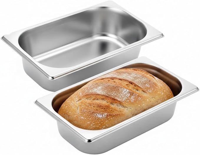 Funnymoom 2 Pcs Stainless Steel Loaf Pans 9.5 x 5 Inch Bread Baking Pans Bakeware for Kitchen Baking Bread Cake Toast Casseroles Vegetables Dishwasher Safe
