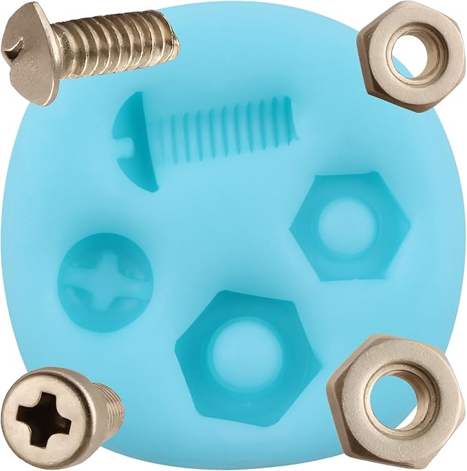 Screw Nut Silicone Molds Hand Tools Fondant Mold for Cake Decorating Cupcake Topper Chocolate Candy Gum Paste Polymer Clay