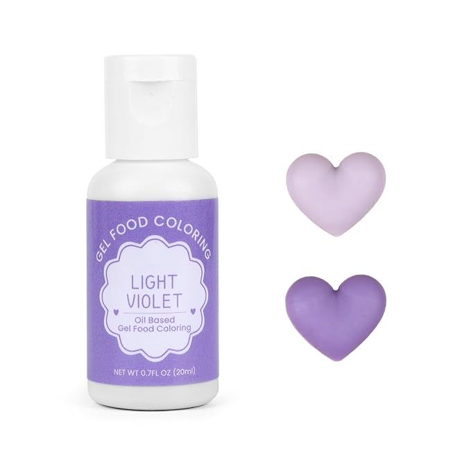 Oil Based Food Coloring for Chocolate, 20ml Edible Light Violet Oil Based Food Coloring Gel for Cake Decorating, Sugar, Candy Melts, Baking, Cookies, Icing Frosting, Meringues, Cream- 0.7 Fl. Oz(Light Violet)