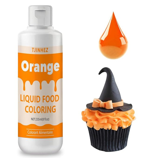 Food Coloring Liquid - Vibrant Concentrated Edible Food Dye for Baking, Cake Decorating & Icing - Tasteless Food Dye for Fondant, Easter Eggs, Macarons, Slime Coloring & DIY Crafts (Orange, 8 Fl.oz)