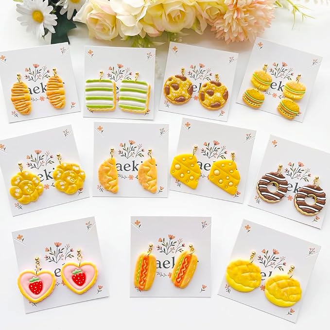 French Patisserie Polymer Clay Cutters Set - 11pcs Sweet Bakery Shapes Including Macaron, Donut, Croissant, Cheesecake & Tart for DIY Earring Jewelry, Soft Clay Crafts, Scrapbooking Decor