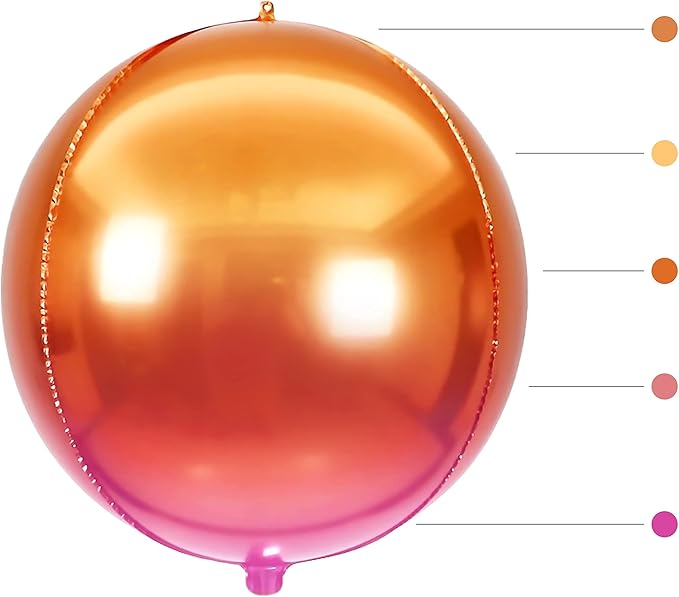 KatchOn, Orange Mylar Balloons - Large 22 Inch, Pack of 6 | Round 4D Orange Foil Balloons, Metallic orange Balloon for Birthday Decoration, Halloween Decorations, Basketball Party Decorations