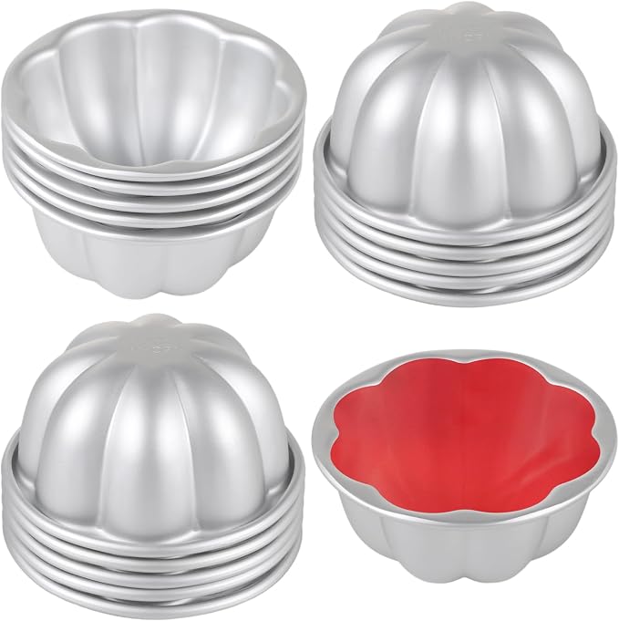 Homaisson 16Pcs Pudding Cup Molds, 3.7''x1.77'' Mini Fluted Cake Pans, Small Fluted Cake Pans for Baking，Non-Stick Jelly Molds, Easy to Demold, Pudding Cake Pan Nonstick
