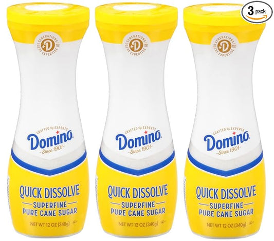 Domino Quick Dissolve Pure Cane Superfine Sugar, 12 OZ Flip Top Canister (Pack of 3)
