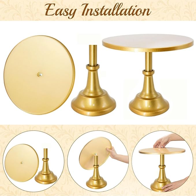3 Pcs Metal Cake Stand Set 8/10/12 inch Dessert Table Display Perfect for Baby Shower Wedding Birthday (gold)