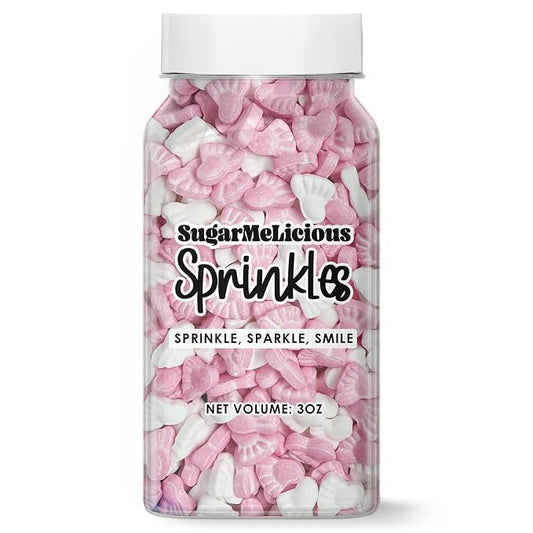 SugarMeLicious Pink Baby Feet Sprinkles, Cute & Sweet Decorations for Baby Showers and Gender Reveal Parties (3 Ounce)