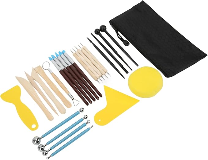 27 Pcs Multipurpose Clay Tools Set for Modeling Sculpting Pottery Crafts, DIY Polishing Engraving Kit with Silicone Pens, Fondant Sticks, Carving Knives, and More, Ideal for