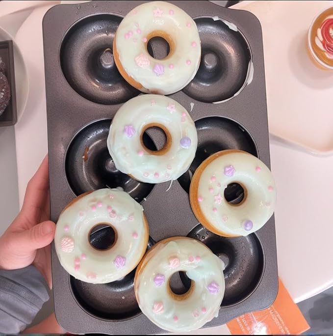 2 Pack 6-Cavity Nonstick Donut Pan Baking Ring Doughnut Pans for Bread Muffin Baking Pastries Cookies Bagel 8.8 x13.8 Inch