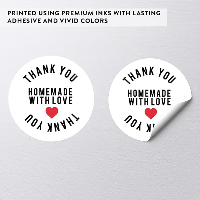 Andaz Press Round Small Business Sticker Labels, 120-Pack, Thank You, Homemade with Love, Handmade Stickers for Packaging, Product Labels for Small Business, Business Thank You Stickers