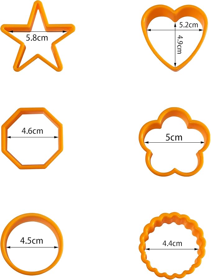 XIPEGPA 12PCS Color Plastic Cookie Cutters Heart Star Triangle for Vegetable Fruit Cutters