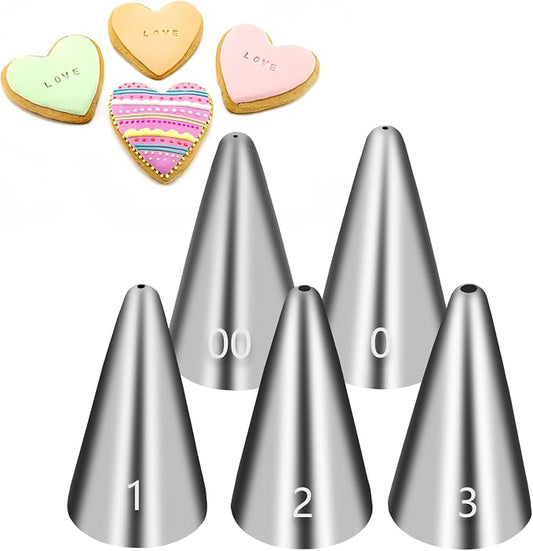 Suuker Extra-Fine Round Piping Tips Set, 5 Pieces | Seamless Stainless Steel, Small Icing Tips, Cake Decorating, Cake Writing Tool