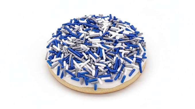 NCS Dallas Game Day Dark Blue, Silver & White Jimmies Edible Sprinkles – Cupcake, Cake & Cookie Decorations, 7 oz