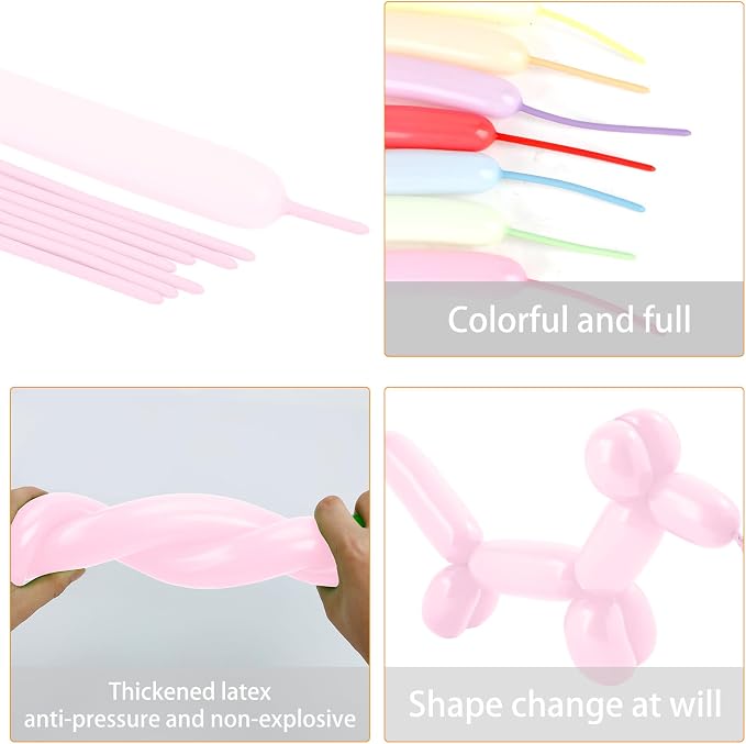 260 Macaron Pink Balloons for Balloon Arch and Animals, with 50 Long Balloons Included