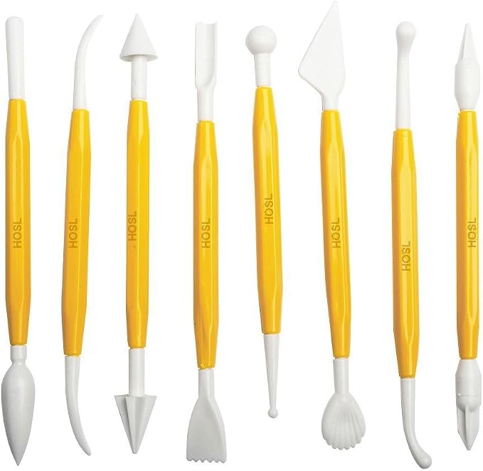 HOSL Fondant Cake Decorating Tools Set 11pcs Fondant Cutters Roller Fondant Smoother & Rolling Pin Flower Fondant Molds Cake Decorating Supplies Kit for Beginners Cake Sculpting & Modeling Tools