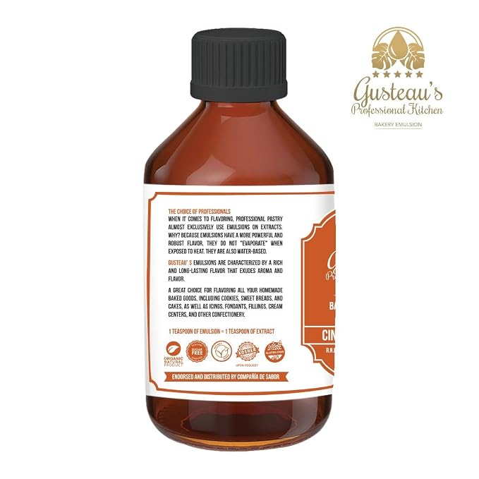 Gusteau's - Cinnamon Spice Flavor Emulsion, 4 fl oz (100ml) Alcohol Free, Sugar Free, Kosher (CINNAMON SPICE)