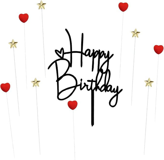 Happy Birthday Cake Topper Cake Decoration Birthday Cake Supplies (Love stars cake topper)