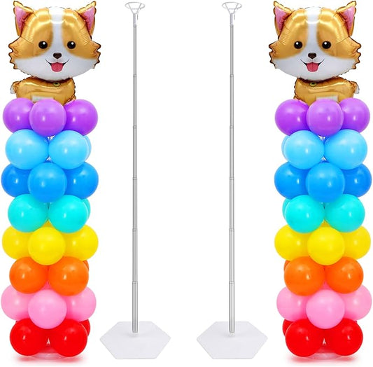 Chamvis 2 Set Balloon Column Kit - 6.56 feet Balloon Column Stand with Base for Baby Shower, Birthday Party, Graduation, Wedding Kids Party Centerpieces Decorations