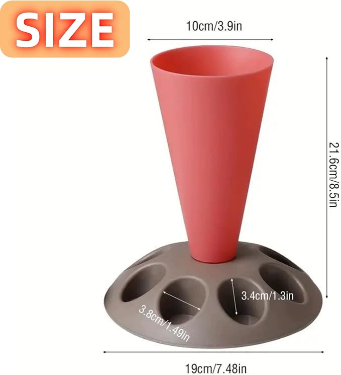 CRUIFU Piping Bag Holder Stand for Filling, Pastry Bag Holder Stand, Decorating Bag Holder with 8 Slots Nozzles Holder, Plastic Pastry Bag Stand for Cake Decorating Kit, Baking Accessories (Blue)