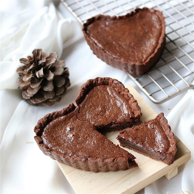Gutsdoor Mini Tart Pan 4 Inch Heart Shape with Removable Bottom Quiche Pan Nonstick Round Quiche Pie Pan Set of 6