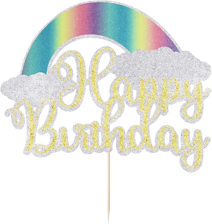 Rainbow Happy Birthday Cake Topper，Baby Shower Cake Decorations,for Colorful Birthday/Kids’ Party Cake Topper Decoration Supplies (rainbow)