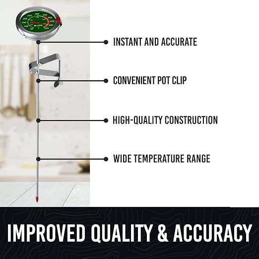 CRAFT911 Candy Thermometer with Pot Clip - Deep Fry Oil Thermometer for Frying and Candle Making (Green)